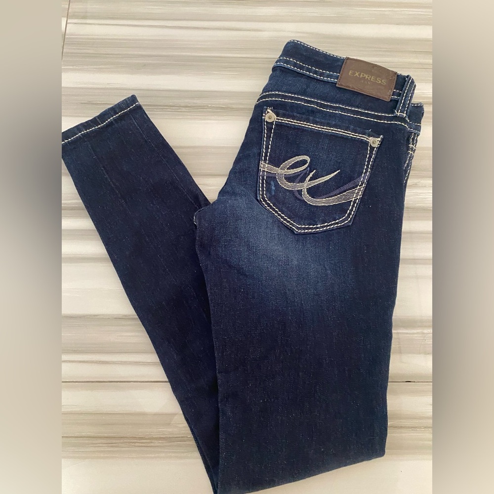 Express Women's Dark Blue Skinny Jeans
